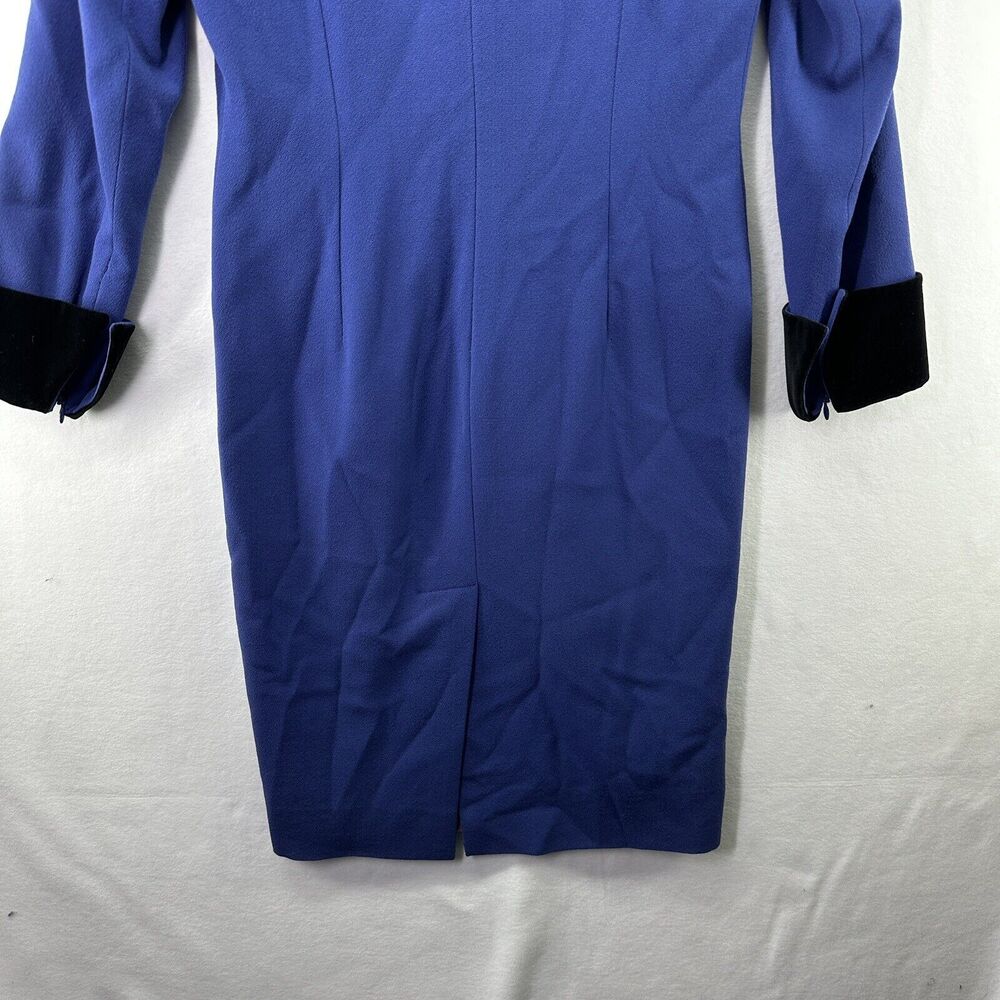 Vintage CELINE PARIS Wool Velvet Collar Cuffs Dress Purple Long Sleeves Sz 38 - Picture 12 of 16
